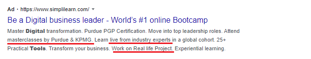 google ad copies example